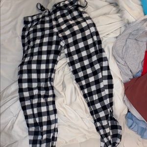 Black and white plaid PJ pants